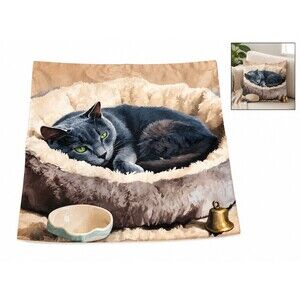 Decorative Throw Pillow Cover Cat Print Multicolor Hidden Zipper 14x14 cute gift